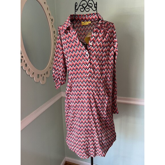 Roberta Roller Rabbit Shirt Dress Tunic Long Roll-Tab Sleeves Size XS AztecPrint - Picture 1 of 10